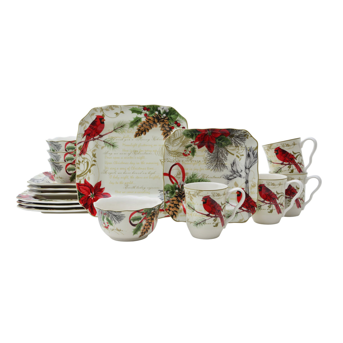 Holiday Wishes Red 16 Piece Dinnerware Set – - Main Image