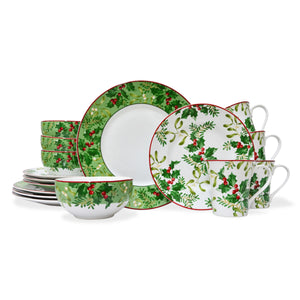 Christmas Foliage Green 16-piece Dinnerware Set