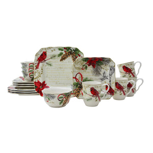 Holiday Wishes Red 16 Piece Dinnerware Set